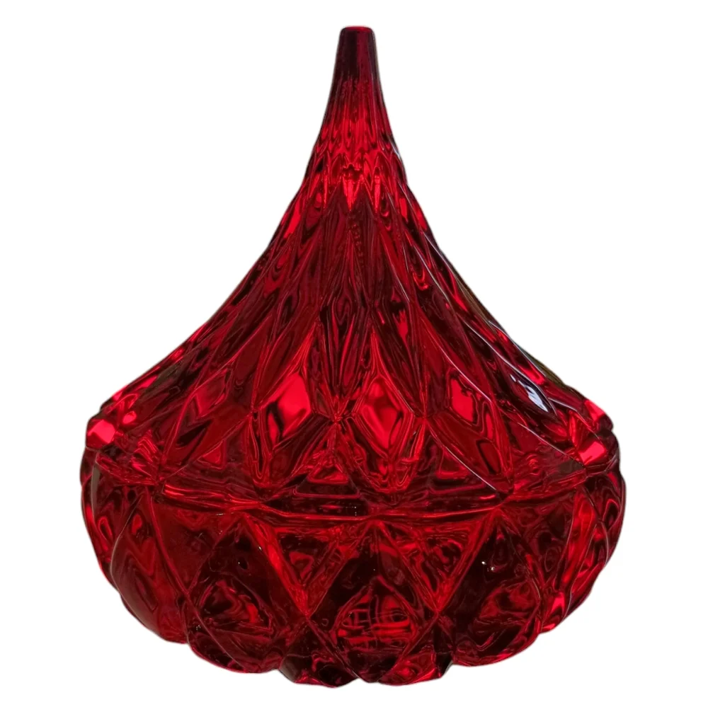 Godinger Shannon Crystal Designs of Ireland Hershey Kiss Shaped Red Candy Dish